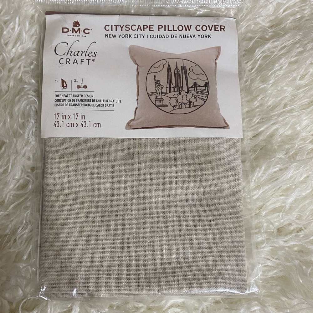 Craft kit DMC Charles Craft Cityscape Pillow Cover NYC embroider city design